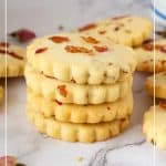 Pinterest image for rose shortbread cookies.