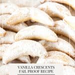 Pinterest image for Vanilla Crescents.