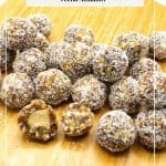 Pinterest image for almond butter date balls.