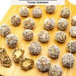 Pinterest image for almond butter date balls.