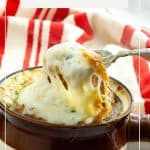 Pinterest image for French Onion Soup Recipe.