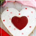 Pinterest image for Valentine's Gift Giant Heart Linzer torte.