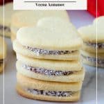 Pinterest image for Alfajores cookies in heart shape.