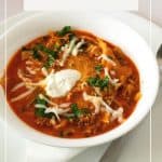 Pinterest image for making lasagna soup.