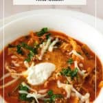 Pinterest image for making lasagna soup.