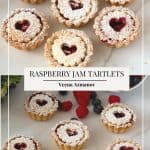 Pinterest image for raspberry jam tartlets.
