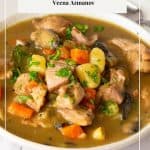 Pinterest image for Turkey Stew in veggies.