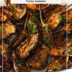 Pinterest image for baby roasted eggplant.