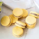 Sandwich cookies on the table.