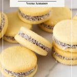 Pinterest image for Dulce De Lcehe Sandwich Cookies.