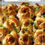 Pinterest image for Feta, Olives, and Garlic Bread Rolls.