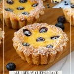 Pinterest image for Blueberry Cheesecake Tarts.