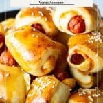 Pinterest image for mini sausage rolls.