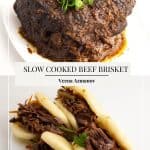 Pinterest image for Slow Cooked Beef Brisket.