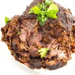 Cooked brisket on the table.