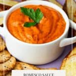 Pinterest image for romesco sauce.