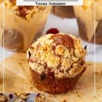 Pinterest image or lemon raspberry muffins.