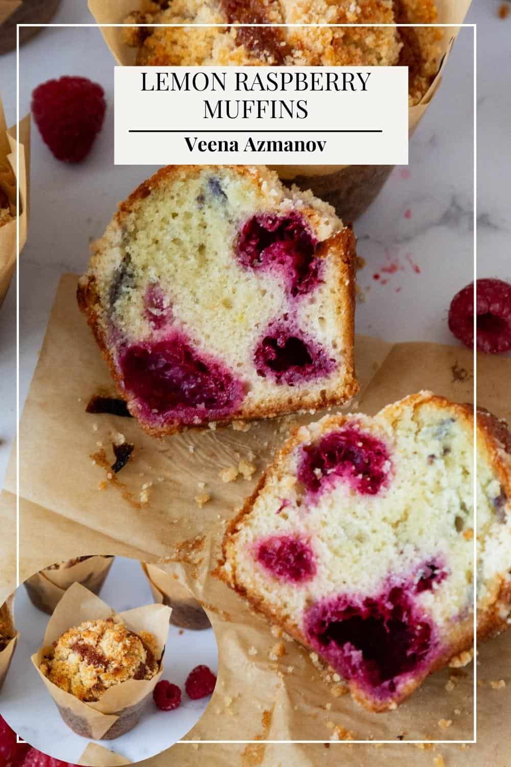 Lemon Raspberry Muffins (Tall Bakery Style)