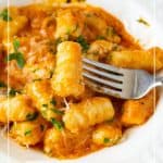 Pinterest image for mashed potato gnocchi.
