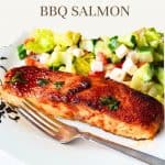 Pinterest image for BBQ Salmon made in an Air Fryer.