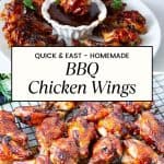 Pinterest image for BBQ chicken wings.