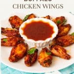 Pinterest image for buffalo chicken wings.