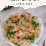 Pinterest image for fish carpaccio homemade.