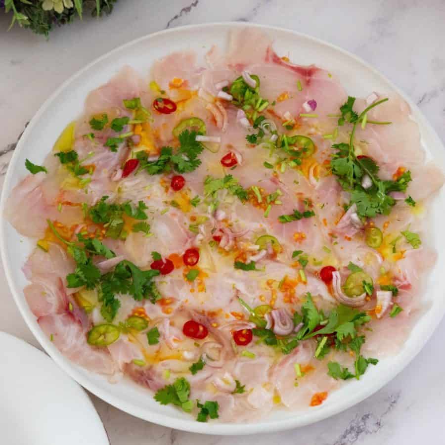Fish Carpaccio - Thin Raw Marinated Fish Slice