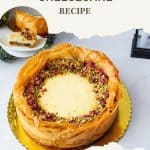 Pinterest image for baklava cheesecake recipe.