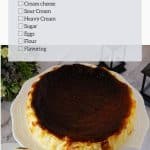 Pinterest image for Basque Burnt Cheesecake Recipe.