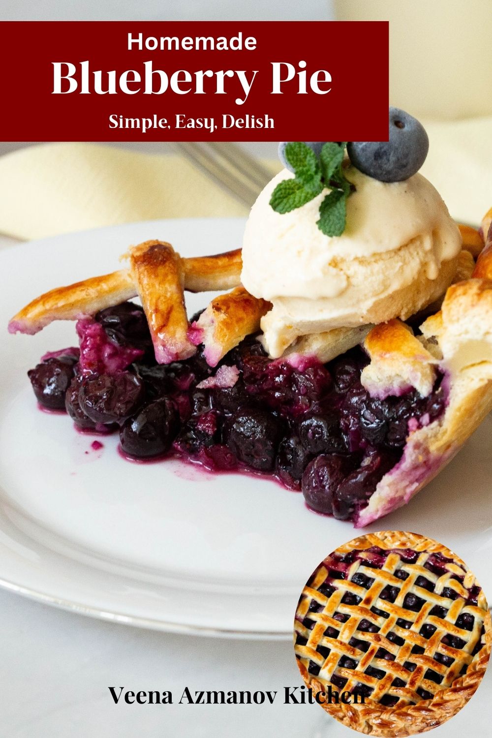 Pinterest image for Homemade Blueberry Pie.