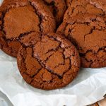 A stack of brownie cookies.