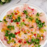 Pinterest image Fish Carpaccio - Raw Fish Appetizers.