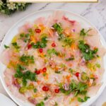 Pinterest image Fish Carpaccio - Raw Fish Appetizers.