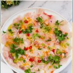 Pinterest image Fish Carpaccio - Raw Fish Appetizers.