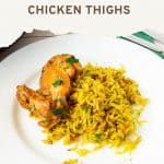 Pinterest image for sharing for seared chicken thighs