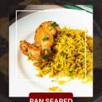Pinterest image for pan-seared chicken thighs.