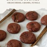 Pinterest image for Stuffed Brownie Cookies.