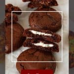Pinterest image for Stuffed Brownie Cookies.