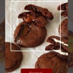 Pinterest image for Stuffed Brownie Cookies.