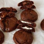 Cream cheese stuffed brownie cookie on the table.
