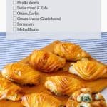 Pinterest image for making Swiss Chard kale Filo parcels.