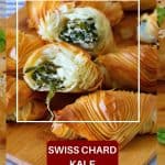 Pinterest image for making Swiss Chard kale Filo parcels.