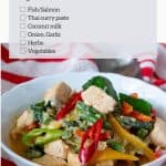 Pinterest image for Thai salmon curry.