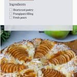 Pinterest image for Frangipani Pear Tart.