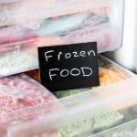 Freezer with fresh foods.