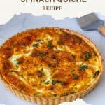 Pinterest image for quiche with goat cheese and spinach.