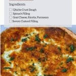 Pinterest image for quiche with goat cheese and spinach.
