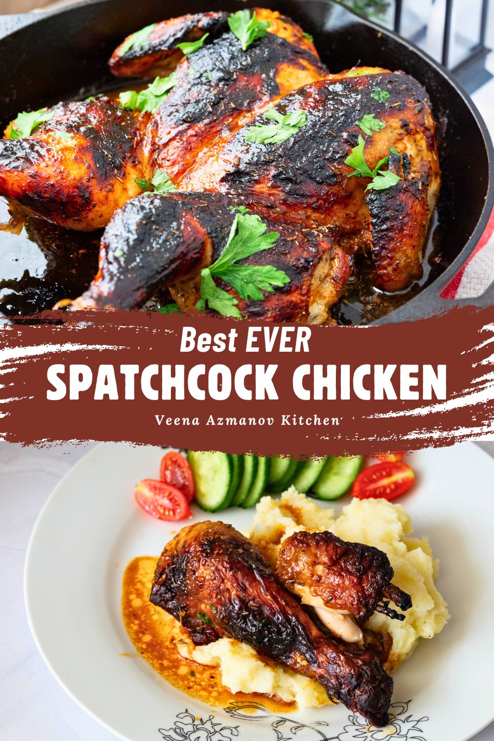 Pinterest image for Spatchock roast chicken.