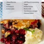 Pinterest image for Mixed Berry Cobbler Recipe.